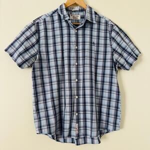 Original Penguin Men's Printed Button-Up Shirt Classic‎ Fit Large Plaid